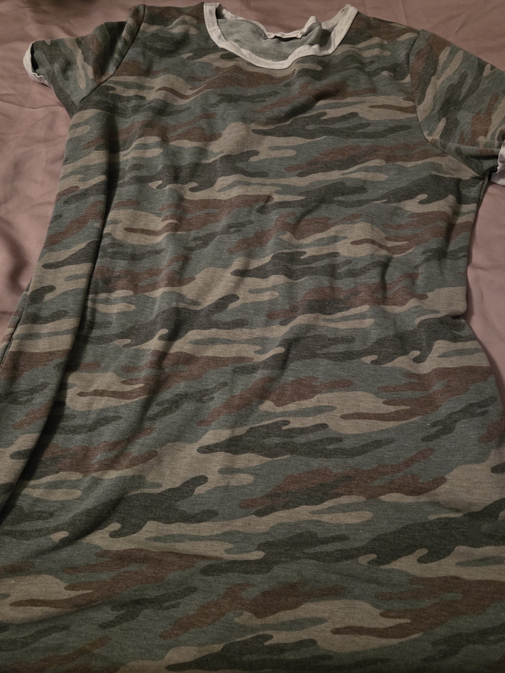 Chic Soul Camo Short Sleeve T-Shirt Dress in Green and Brown 1XL